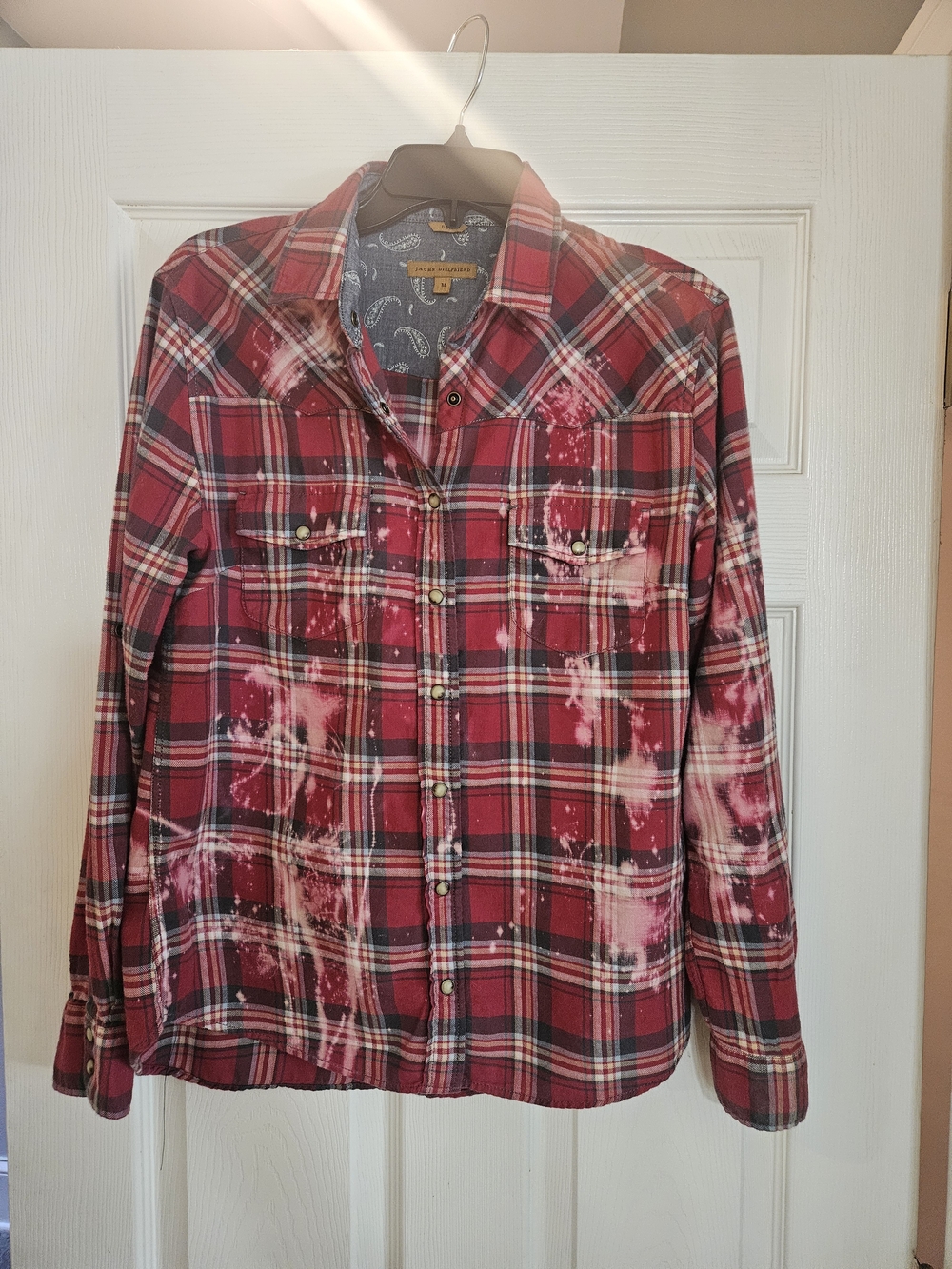 Red Plaid "Saddle Up Jesus" Graphic Flannel Shirt - Picture 2 of 2